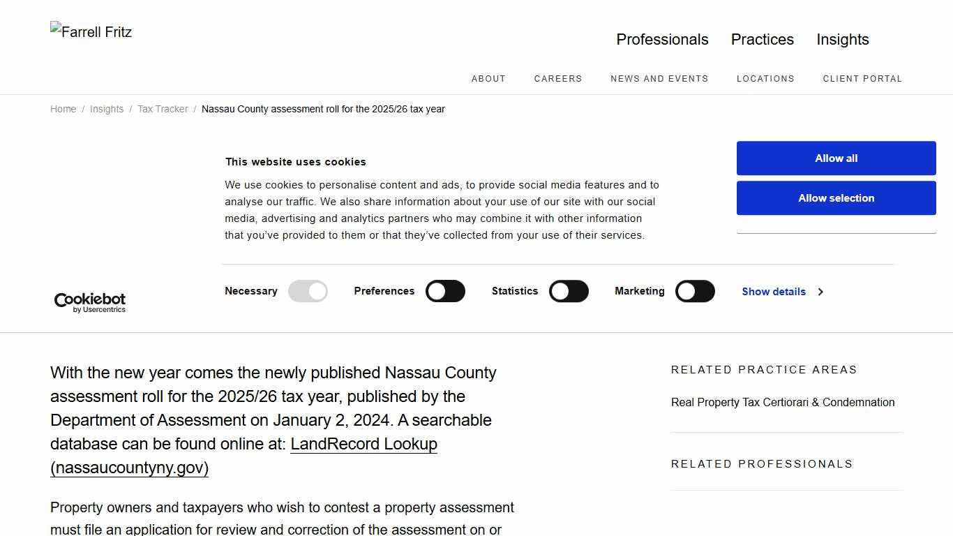 Nassau County assessment roll for the 2025/26 tax year - Farrell Fritz